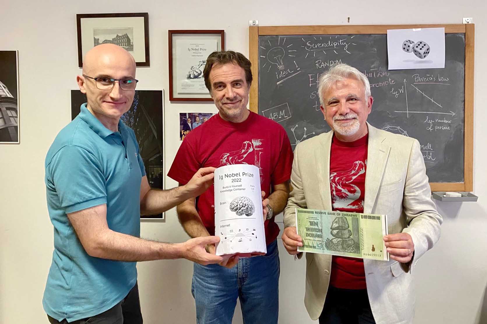 Ig Nobel per l’economia ai docenti Alessandro Pluchino, Andrea Rapisarda e Alessio Emanuele Biondo