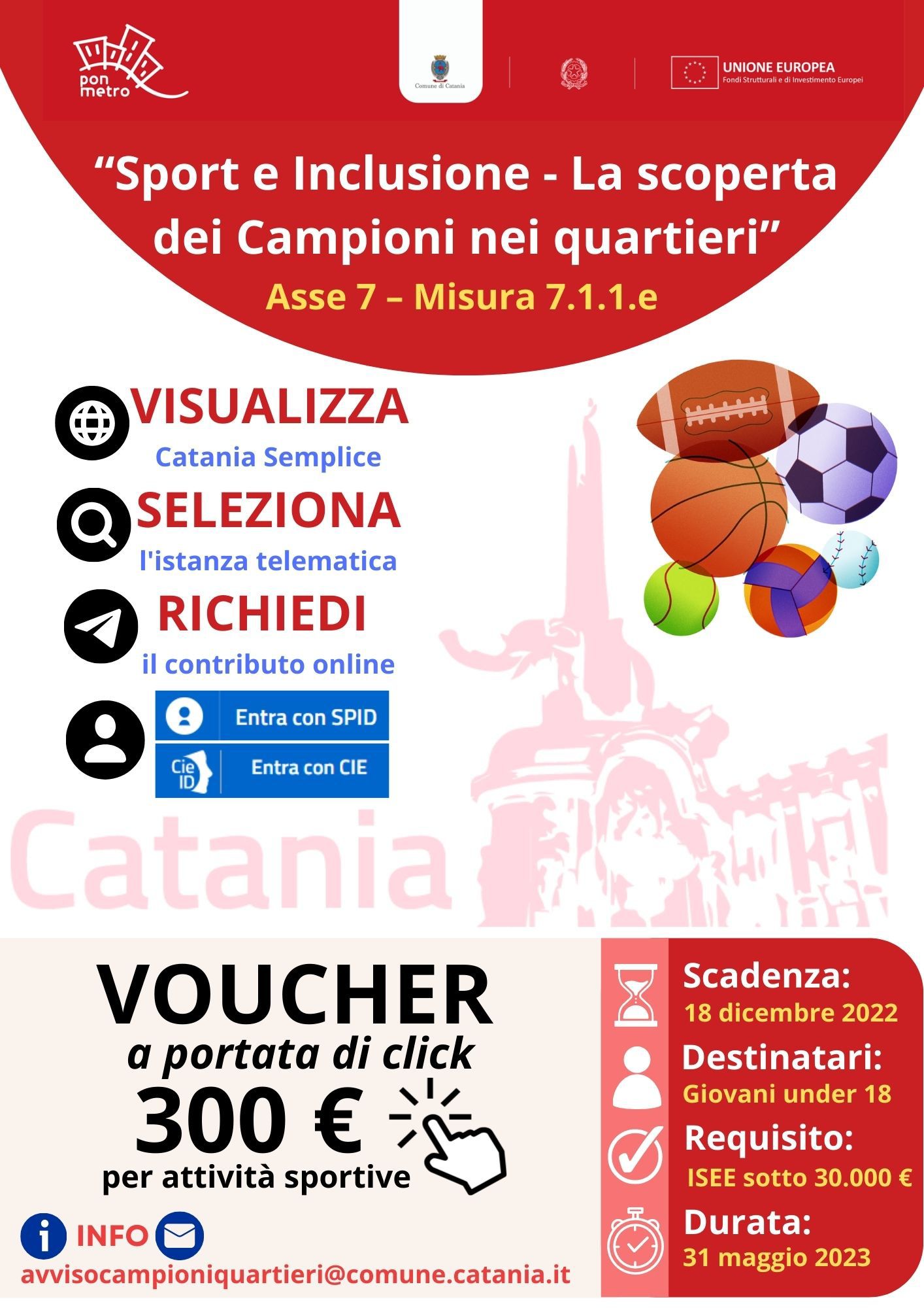 Sport, entro il 18 dicembre le domande per il voucher di 300 euro di sostegno alle famiglie