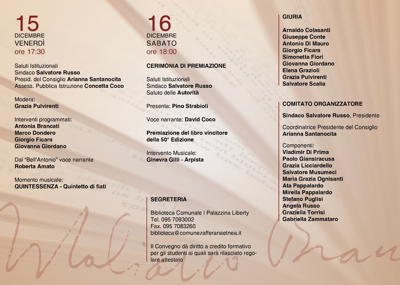 Zafferana Etnea celebra la cultura con la 50esima edizione del premio Brancati