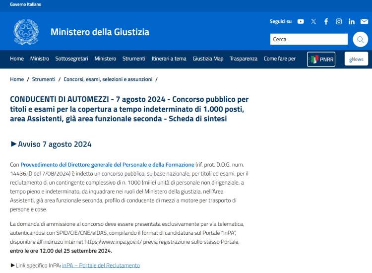 Concorso Ministero della Giustizia